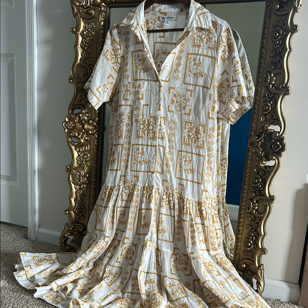 Urban Outfitters Cream Ruffled Tiered Maxi Sundress
